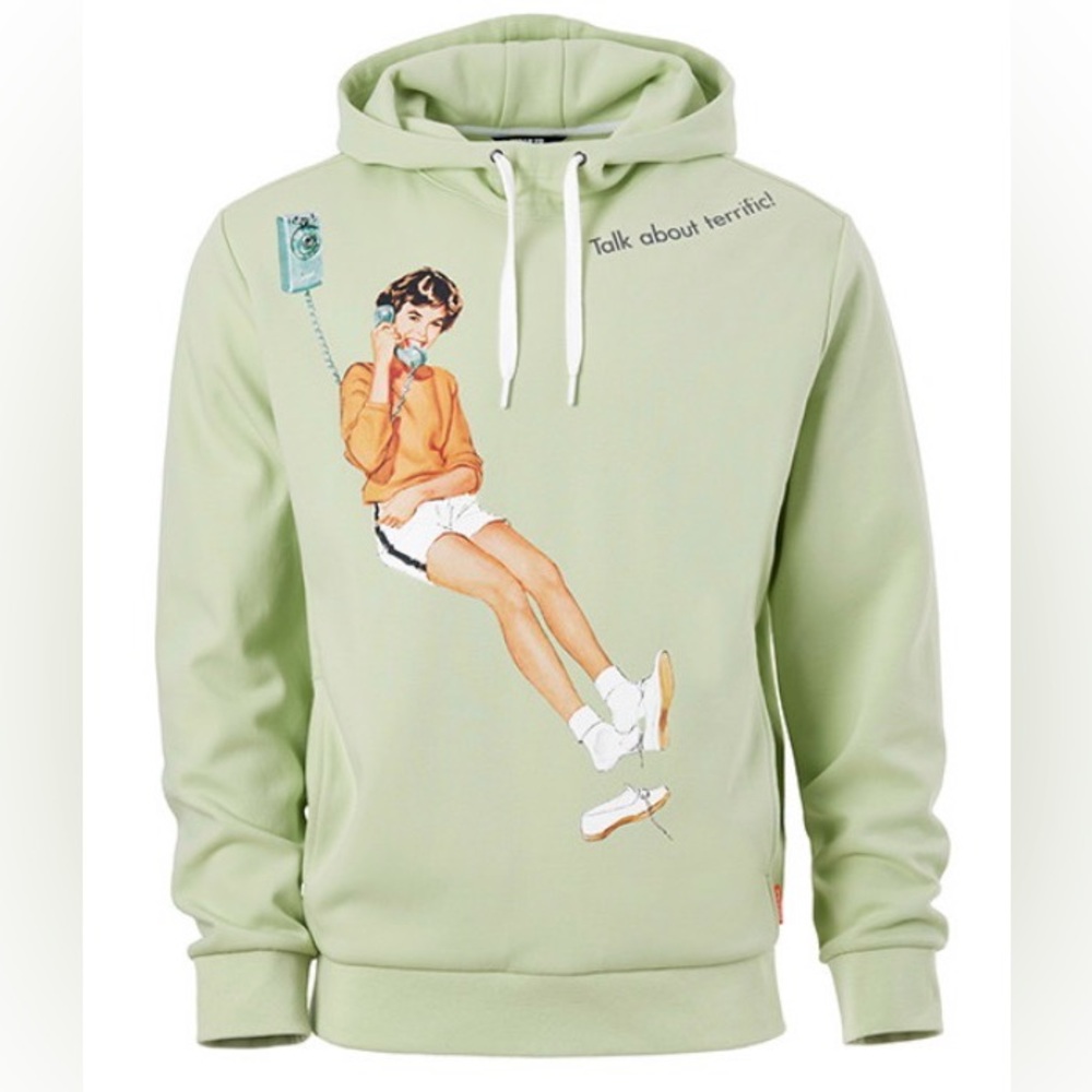 Light Green Retro Graphic Hoodie
